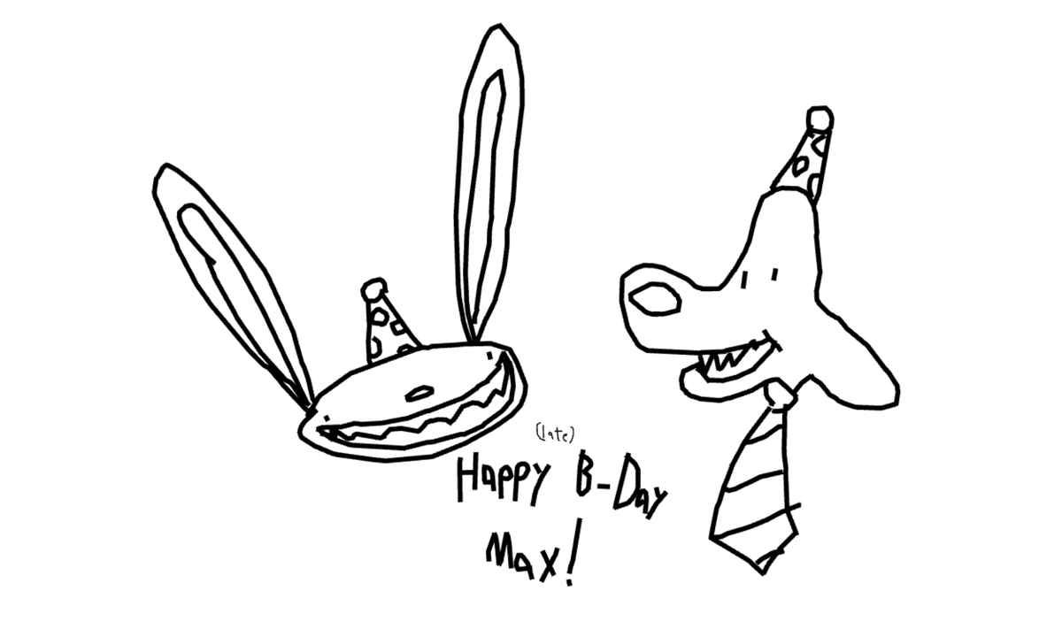 breadchitecture's tweet photo. A little late, but still, happy birthday you strange middle-aged lagomorph buddy! #SamandMax #MaxWeek2021 https://t.co/F0qbHScSBT