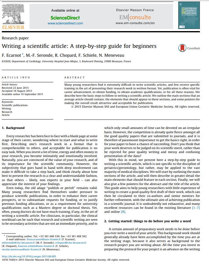 How to write a scientific article. Excellent information for beginners. #science #Biochemistry #chemist 
doi.org/10.1016/j.eurg…