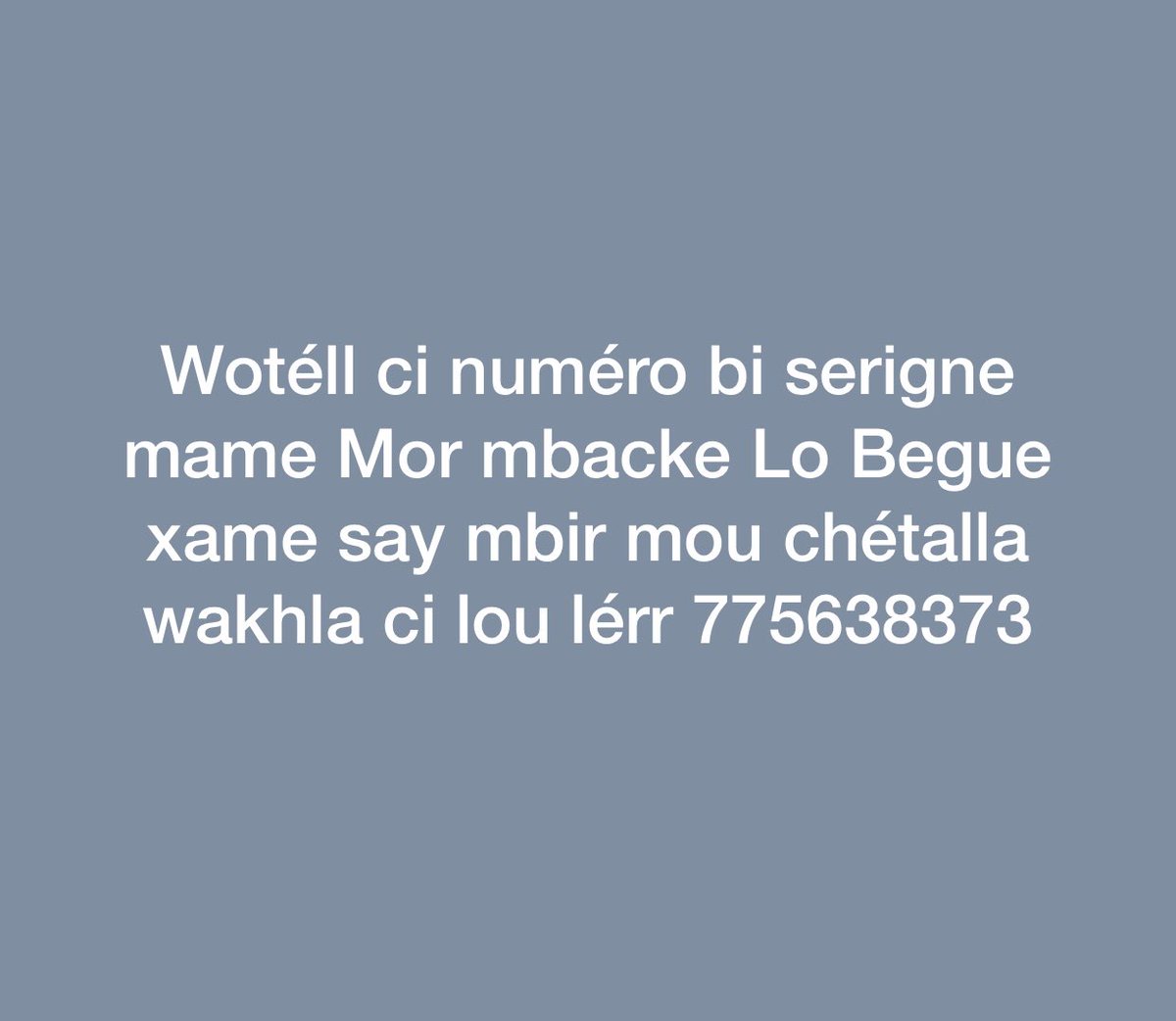 Serigne mame Mor mbacke numéro bi 775638373
