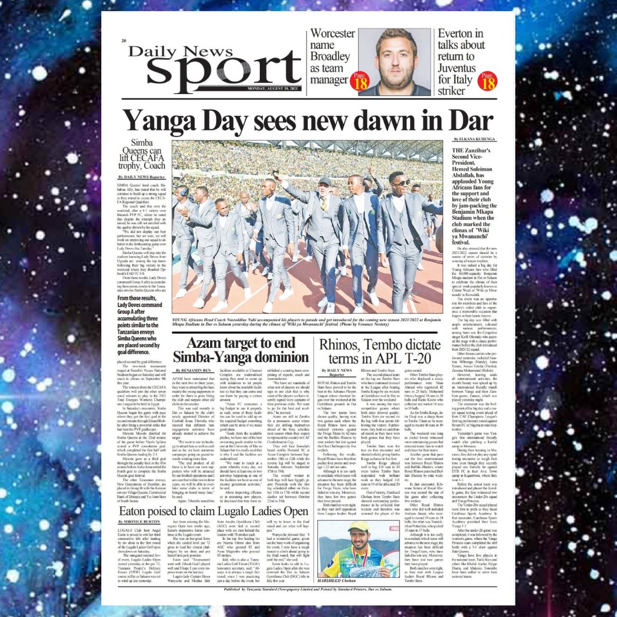 dailynewstz's tweet photo. Top headlines this Monday,  'Samia spices up tourism'

Get your daily copy on any nearby newsstand or visit https://t.co/WYjbiSkqCW or TSN APP (https://t.co/B8GLiG86rf ) for e-paper

#dailynewsdigital  #dailynewsdigitalupdates #habarileo #spotileo https://t.co/Ij4syR4Yjq