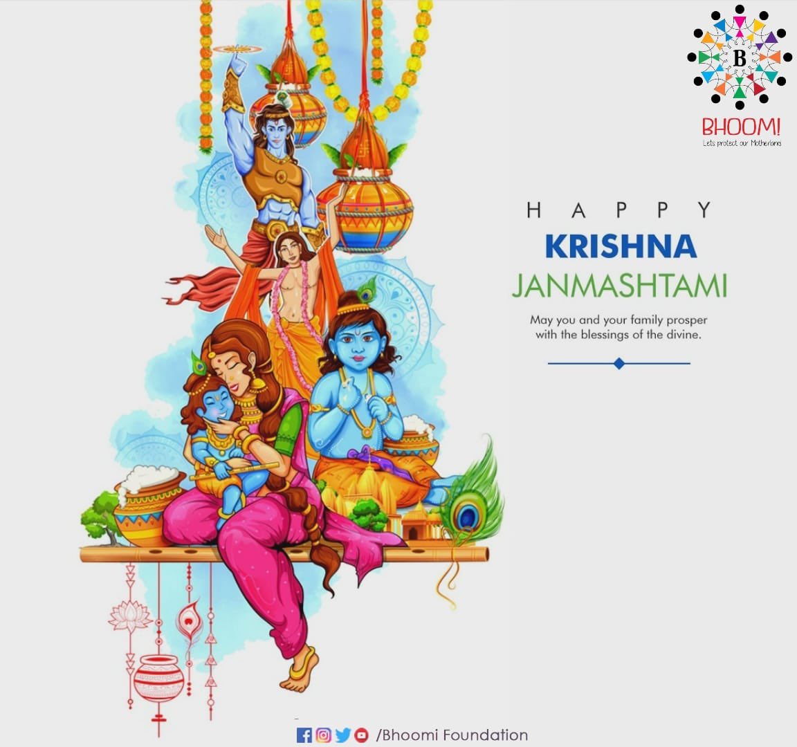 BhoomiFoundatio's tweet photo. With Shree Krishna's blessings, let there be Love, Happiness &amp; Laughter in your Life! Jai Shree Krishna!

#KrishnaJanmashtami2021 https://t.co/HerOEDSDJM