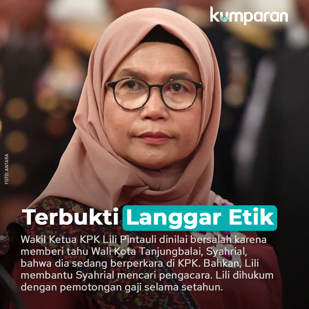 kumparan's tweet photo. Wakil Ketua KPK Lili Pintauli Siregar terbukti melanggar etik. Putusan itu termuat dalam vonis yang dibacakan oleh Dewas KPK. #TopNews https://t.co/fuLOylmufR https://t.co/Lw5cJkrSLc