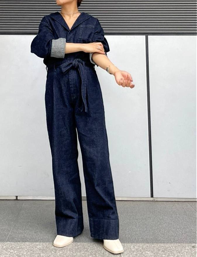 サイズ変更オプション オーガニックコットン混デニムコンビネゾン