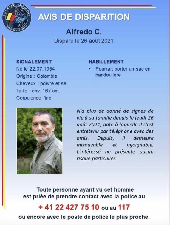 SonyaLwu's tweet photo. Alfredo a disparu à Genève il y a quelques jours, sa famille est très inquiète.

Merci à toutes les personnes qui repartageront 🙏 https://t.co/tqkXXsl0JZ