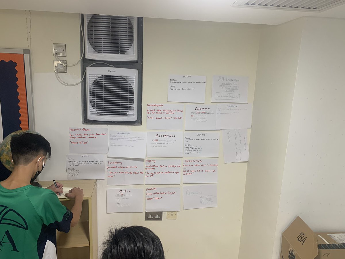 How to make terminology fun?! Getting students to use their #research skills to find terminology and using a market set up to take notes in their portfolios #IB #English #terminology #poetry #independentlearners #VSAHKG