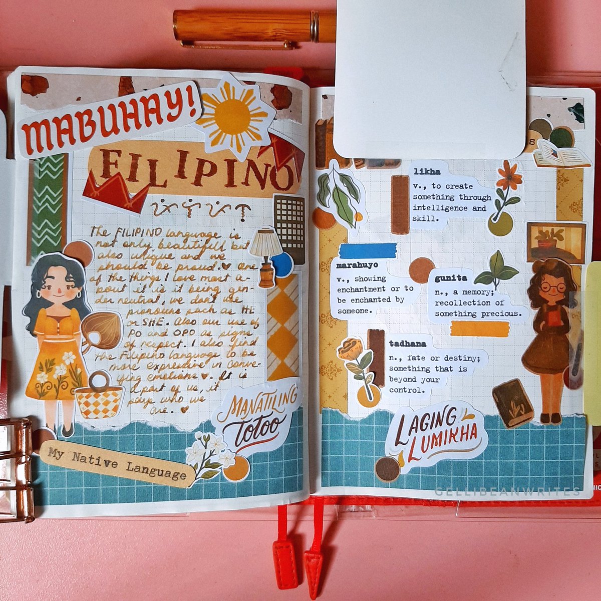 angellimonique's tweet photo. buwan ng wika inspired journal spreads 💖

ig: @gellibeanwrites
#journalingph #creativejournaling https://t.co/qodc2qqutH
