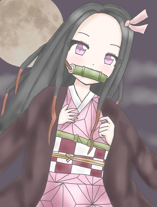 た月🌙さんがTwitterに投稿した竈門禰豆子(鬼滅の刃)のイラスト。
