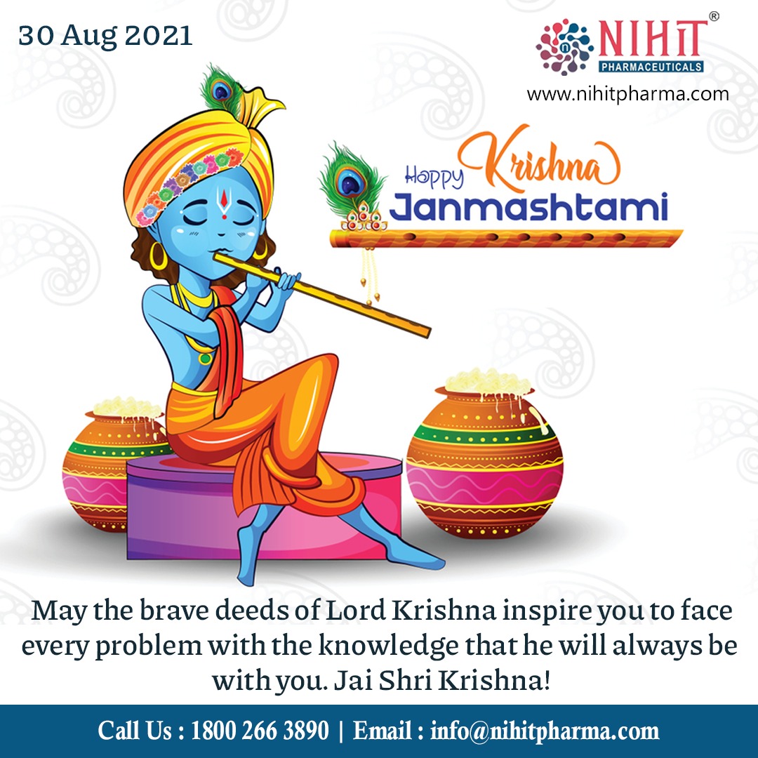NihitPharma's tweet photo. May Lord Krishna always bestow upon your happiness, love, prosperity, and peace. Happy Janmashtami to you! 

#KrishnaJanmashtami #HappyJanmashtami #nihitpharmaceuticals #Pune https://t.co/9qAgWt5Jiy