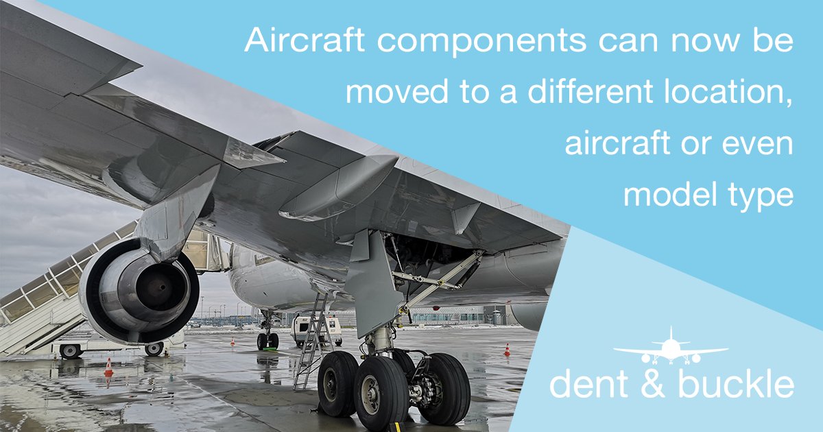 DentAndBuckle's tweet photo. Aircraft component removal and exchange has been enhanced to allow components to be moved to different locations on the aircraft (e.g. control surfaces, fan blades) and also to different aircraft types/variants that can use that component.
#DaB #DentAndBuckle #aviationmaintenance https://t.co/CL3MOaLcT3