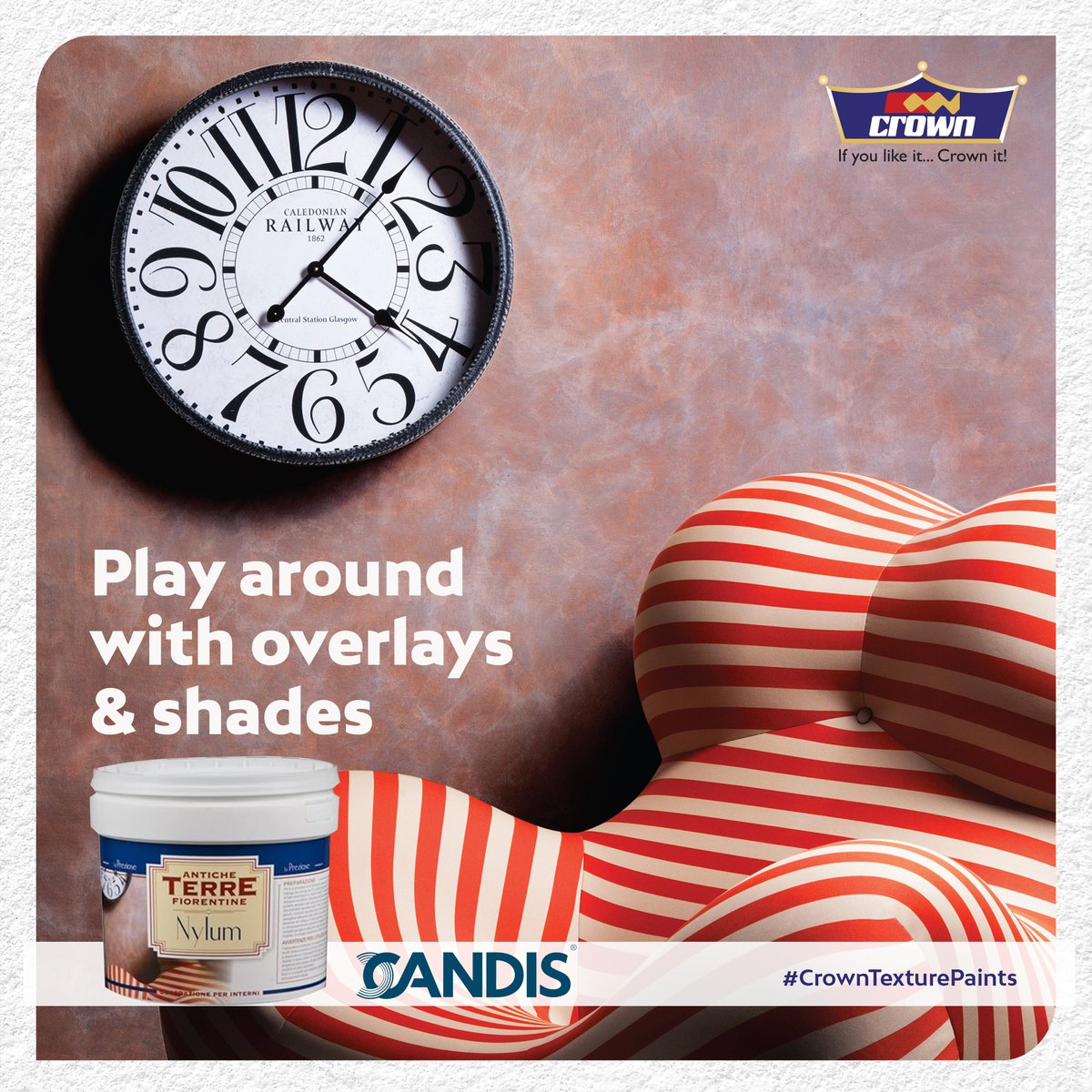 CrownPaintsPLC's tweet image. CandisNylum is a matt decorative product with natural, warmly wraparound colours combined with a refined overlapping and shade effect. 
For more information, contact us on 0709 887 000 or visit your nearest Crown Showroom &amp;amp; dealer to make an order.
#ACandisWorld #TexturedPaints