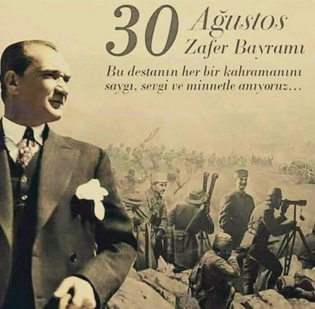 30 Ağustos Zafer Bayramımızın 99. yıl dönümünü kutluyor, başta Ulu Önder Gazi Mustafa Kemal Atatürk ve silah arkadaşları olmak üzere tüm şehitlerimizi saygı ve rahmetle anıyoruz. 🇹🇷🇹🇷🇹🇷
 #30AgustosZaferBayrami
<a href="/tcmeb/">Millî Eğitim Bakanlığı</a> <a href="/bucamilliegitim/">Bᴜᴄᴀ İʟᴄ̧ᴇ Mɪʟʟɪ Eɢ̆ɪᴛɪᴍ</a> <a href="/SalihAkdeniz51/">Salih Akdeniz</a> <a href="/hsyngnsksv/">Hüseyin Güneş</a> <a href="/Fatma88643457/">Fatma Kuşcu</a>