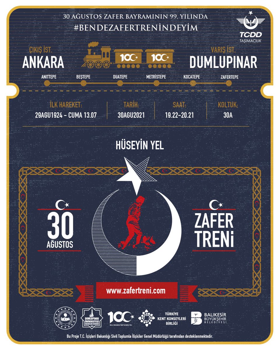 Tarihin yeniden yazılmasının üstünden tam 99 yıl geçti. Ulu Önder Mustafa Kemal Atatürk ve silah arkadaşlarını saygı ve özlemle anıyoruz. 30 Ağustos Zafer Bayramı’mız kutlu olsun. 🇹🇷

#30AğustosZaferBayramı