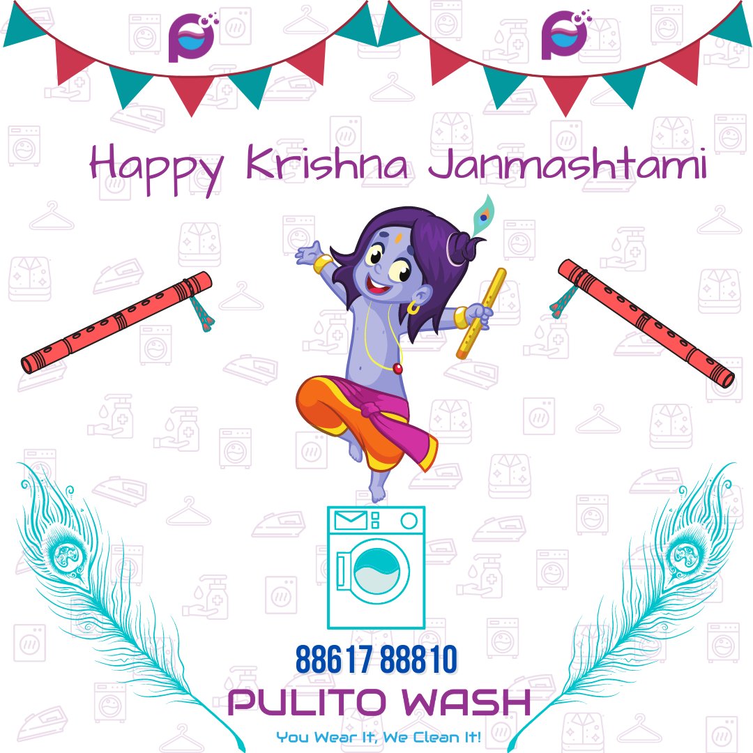 Pulito Wash wishes all of you a very Happy Krishna Janmashtami 2021.

#BestLaundry #Laundry #Bengaluru #Bangalore #Clothes #pickupdelivery #HappyJanmashtami #RadheShyam #radheradhe #radhekrishna #KrishnaJanmashtami #JaiShreeKrishna #kanha #makhanChor #NandamuriHarikrishna