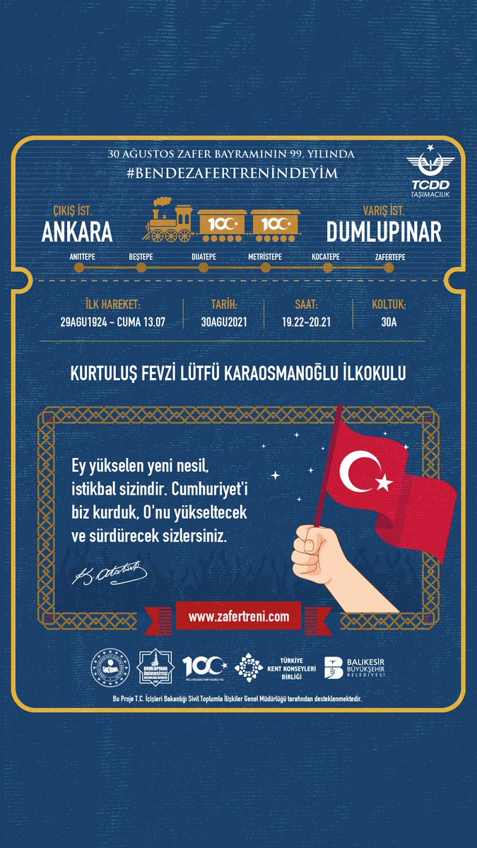 FevziLutfu's tweet photo. Büyük Taarruz'un 99. yılında 
başta Gazi Mustafa Kemal Atatürk olmak üzere vatanımızı ebediyen yurt kılan Millî Mücadele kahramanlarımızı rahmet, minnet ve saygıyla yâd ediyoruz. 
Ruhları şâd olsun.
#30AğustosZaferBayramı https://t.co/khV98Cd4FA