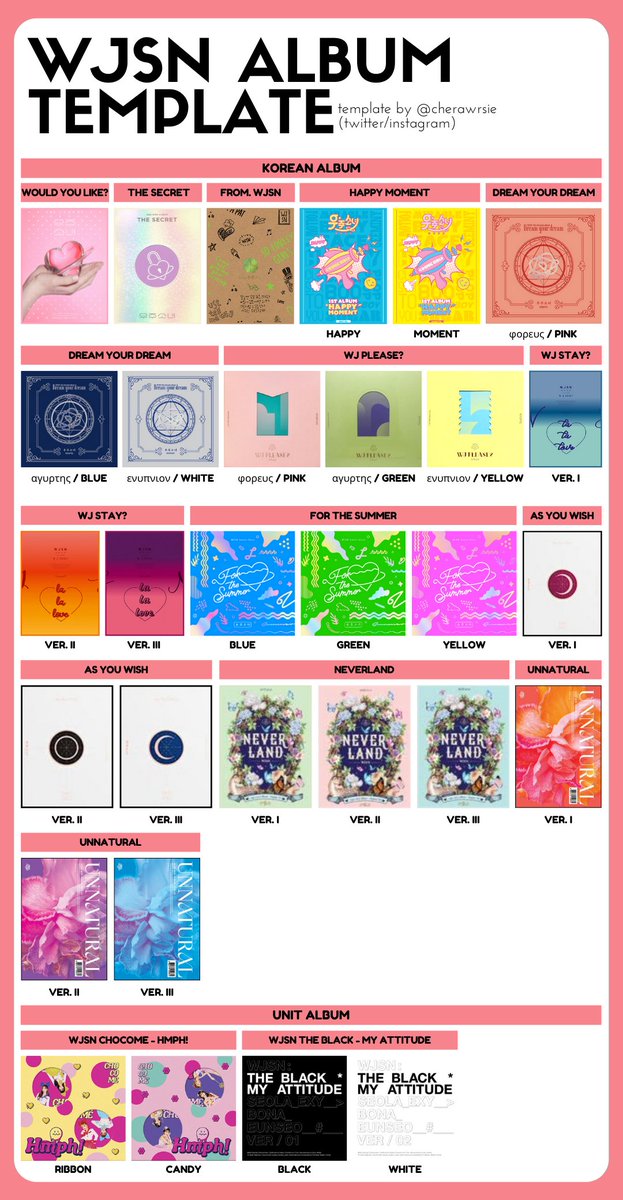 chaerycarts's tweet photo. [LAST UPDATE : 2021/08/30]

WJSN ALBUM TEMPLATE

WOULD YOU LIKE - MY ATTITUDE

KOREAN ALBUMS, UNIT ALBUMS

HD : https://t.co/V5i8TO94W4

#WJSN #COSMIC_GIRLS #우주소녀 https://t.co/Vnbsj0izyy
