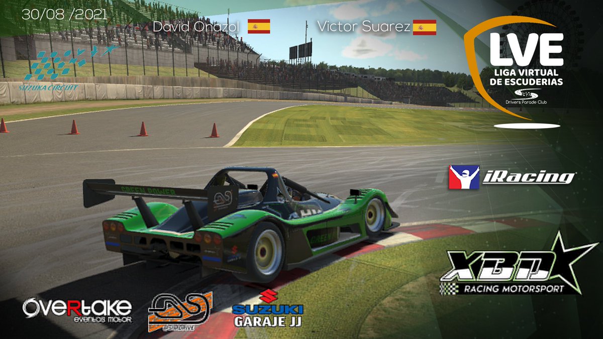 📢📢Comenzamos nuestra andadura por la segunda división de la #LVE. Combinación muy 🔝💪

Nos representan dos cracks en pista 👌
👤 <a href="/suarez_rivero/">victor suarez rivero</a> 
👤 <a href="/David_Onazol/">David Onazol</a> 

🇯🇵  Suzuka
📹 twitch.tv/driversparadec…
⌛️ 22:20 aprox

#GreenPower #GoXBD