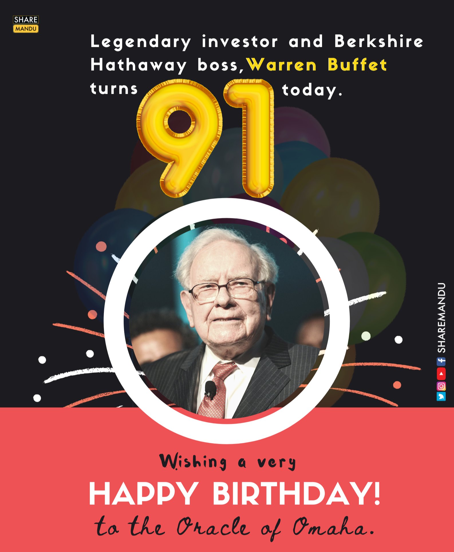 Happy Birthday to the Legendary Investor, American business magnate and Philanthropist Mr. Warren Buffett.   