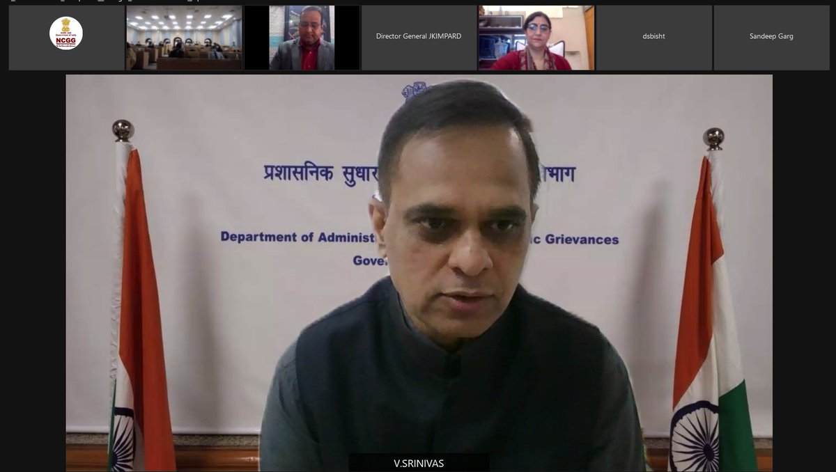 (1/2)...Additional Secretary DARPG &amp; DG NCGG Shri V. Srinivas delivered a Welcome Address at the Inaugural Ceremony of the Capacity Building Programme for the Sr. Officers of J&amp;K Administrative Service on Aug 30th 2021
More at: youtube.com/watch?v=CtlFeE…
<a href="/PIB_India/">PIB India</a> 
<a href="/OfficeOfLGJandK/">Office of LG J&K</a>
