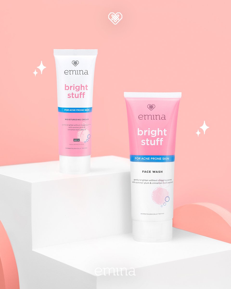 eminacosmetics's tweet image. Udah coba Bright Stuff Acne Prone? Mina gak bisa berpaling nih, karena bikin wajah cerah &amp;amp; aman dari jerawat.

Semuanya karena ada kandungan cinnamon bark di dalam Bright Stuff Acne Prone.

Cek Official Store Emina di Tokopedia yuk, lagi ada promo!

#ExtraSupport