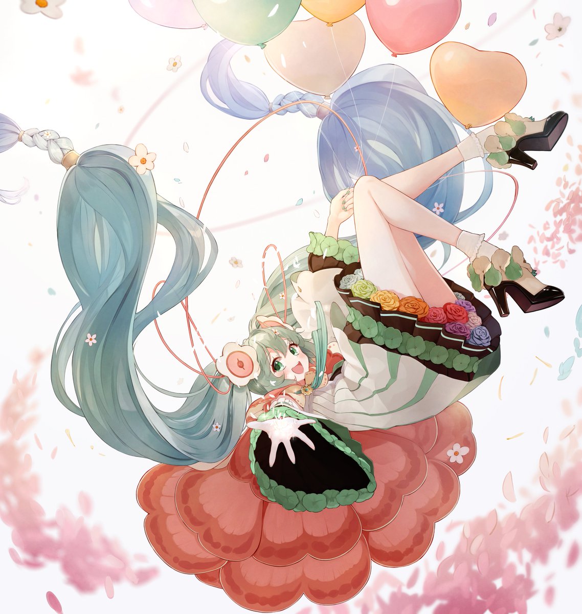 初音ミク ,null 「おめでとう～!!!!!!🎉
#初音ミク誕生祭2021 
#初音ミク 」|ぴんくのイラスト