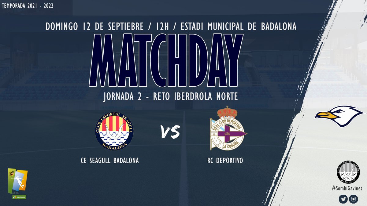 PARTIDO #Matchday 💪🏻
 
⚽️ Jornada 2 #RetoIberdrola 
🆚️ <a href="/RCDeportivo/">RC Deportivo</a>
🏟 Estadi Municipal de Badalona
📆 Domingo 12 sep.  12h

#SomhiGavines 🔵🔵