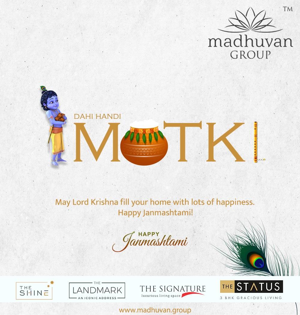 MadhuvanGroup's tweet photo. May Lord Krishna fill your home with lots of happiness. 
#HappyJanmashtami!
.
.
.
#MadhuvanGroup #harni #TheSignature #landmark #Vadodara #Residential #properties #thestatus #theshine #realestate #home #property  #luxuryrealestate #house #luxuryhomes #realestateinvesting https://t.co/ayTVSr9Q4A