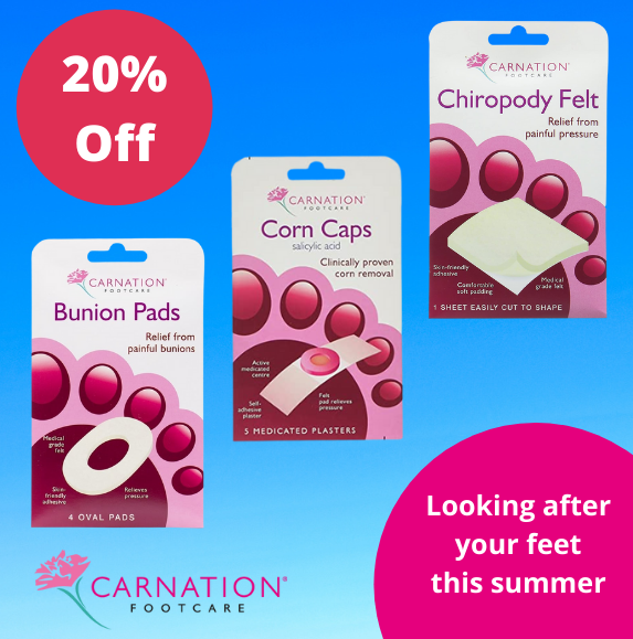 Looking after your feet this summer with 20% off the Carnation brand. pos.li/2j908u #footcare #carnation