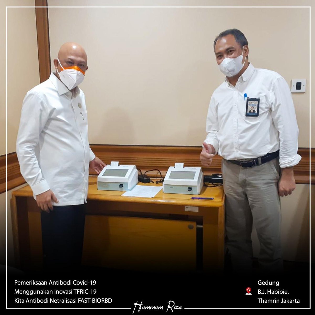 hammam_riza's tweet image. Pagi tadi saya berkesempatan memeriksa antibodi tubuh saya dengan menggunakan alat inovasi TFRIC-19 Next Generation Kita Antibodi Netralisasi FAST-BIORBD. Alhamdulillah, antibodi saya sudah terbentuk dengan hasil RBD Ab Positive 25.46A U/mL. #BPPTSolidSmartSpeed #InovasiIndonesia