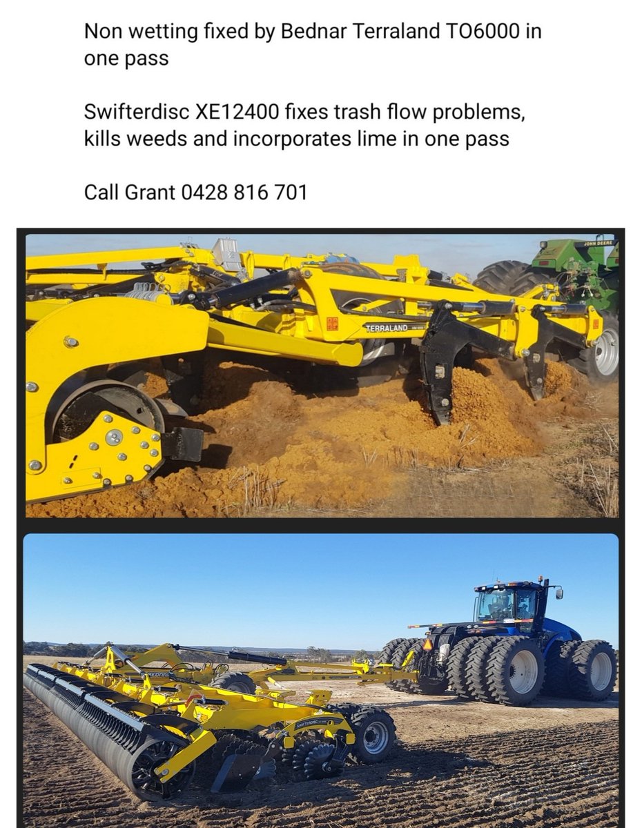BednarAustralia's tweet photo. Newdegate Machinery Field Days 01-02 September Site 159-160ab 

Call Grant 0428 816 701

#ripper #bednar #farming #agricultureaustralia #farm #farmlife #farmingaustralia #tillage #australianfarming #farminglife #dowerinfielddays #swifterdisc #discplough #Terrland https://t.co/5TsIkR5OGo