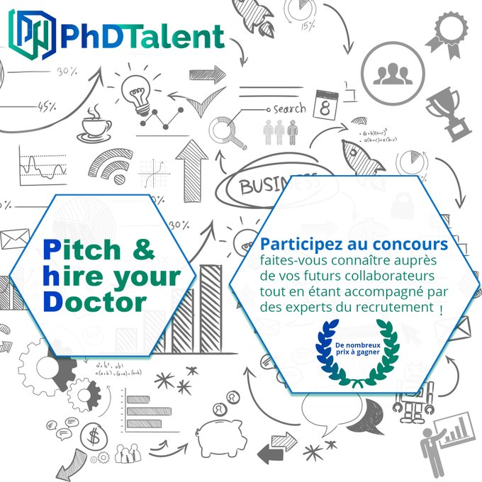 PhDTalent's tweet photo. J-7, cette semaine est votre dernière chance de vous inscrire au concours Pitch &amp; hire your Doctor qui aura lieu pendant le #PhDTalentCareerFair2021 !

N’hésitez plus et saisissez votre chance !

Il suffit juste de remplir ce questionnaire : https://t.co/DVSVYAHZdN

#concours https://t.co/YsKUCShz9Y