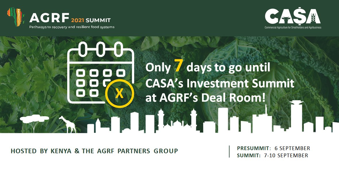 We're thrilled to be hosting an Investment Summit at <a href="/TheAGRF/">AFS Forum</a>  on 6 September. CASA experts will give insights on:

🇺🇬  Impactful investments In Uganda 

🇲🇼 Investing in smallholders in Malawi

 🧑🏾‍🌾 Strengthening the SME enabling system​.

Register:  ow.ly/a7nZ50FZElf