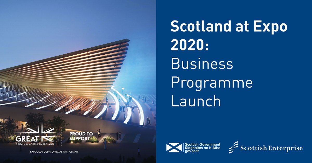 MT <a href="/scotent/">Scottish Enterprise</a>: 📣 Calling Scottish exporters for the #Expo2020 Scottish Business Programme Launch. Learn how to increase your global reach as we showcase Scotland in Dubai from October. 📅 1 September ⏰ 10:00 am BST 📝 ow.ly/9Dun30rSfmj

#ScotExport