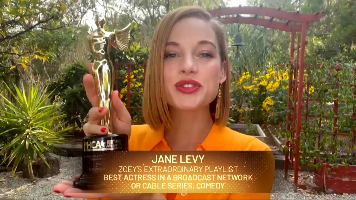 Congratulations @jcolburnlevy, Best Actress in a Broadcast Network or Cable Series, Comedy! #HCATVAwards #ZoeysPlaylist @NBC