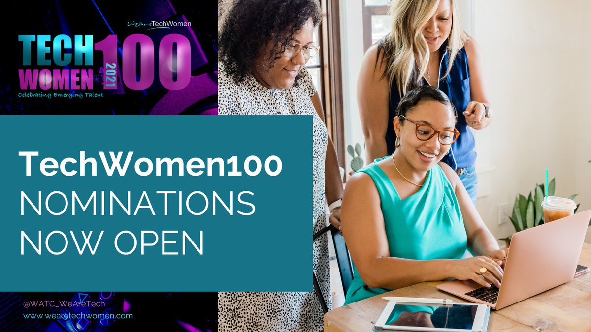 WeAreTechWomen's tweet photo. Join us as we celebrate up-and-coming inspirational #femaletechtalent and help us create a new generation of #WomenInTech role models...
Nominations are NOW open for the 2021 #TechWomen100 awards! Who will you nominate? https://t.co/ifIv1vT1FF https://t.co/CoAu75CZWM