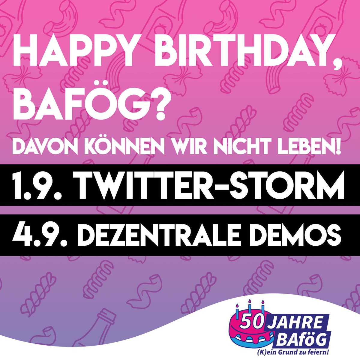 lernmeuterei's tweet image. Am 1.9. wird das BAföG 50. Das wird das Bildungsministerium nutzen, um sich und die unsoziale CDU-Politik zu feiern. Lasst uns diese Party vermiesen! Das BAföG erreicht kaum noch Menschen und ist zum leben zu wenig.
-&amp;gt; Twitterstorm 1.9. um 14 Uhr 
#bafög50 #bildungskrise
plz RT!