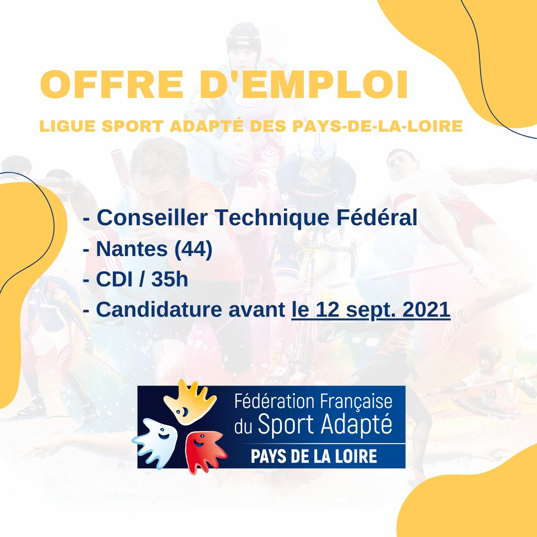 LigueSApdl's tweet photo. La @LigueSApdl, organe déconcentré de la @FFSASportAdapte, recrute un/une Conseiller/Conseillère Sportif/ve Fédéral/e !

Offre détaillée sur @pole_emploi : https://t.co/he70OfpbSa

Les candidatures sont à envoyer par mail à Mr Vincent LHOSTE avant le 12 septembre 2021. https://t.co/p0RfOJGeR2