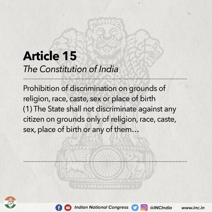 Goa Congress on X: “Discrimination based on religion, race, caste