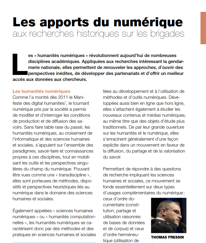 CRGN_GN's tweet photo. Réflexion du commandant @TFressin sur les « humanités numériques », qui permettent de renouveler les approches et offrent des perspectives inédites aux chercheurs de la gendarmerie nationale.

Un article à lire ici ⬇️
https://t.co/gAYP6ZyZO0 https://t.co/YUYTMoHiZJ