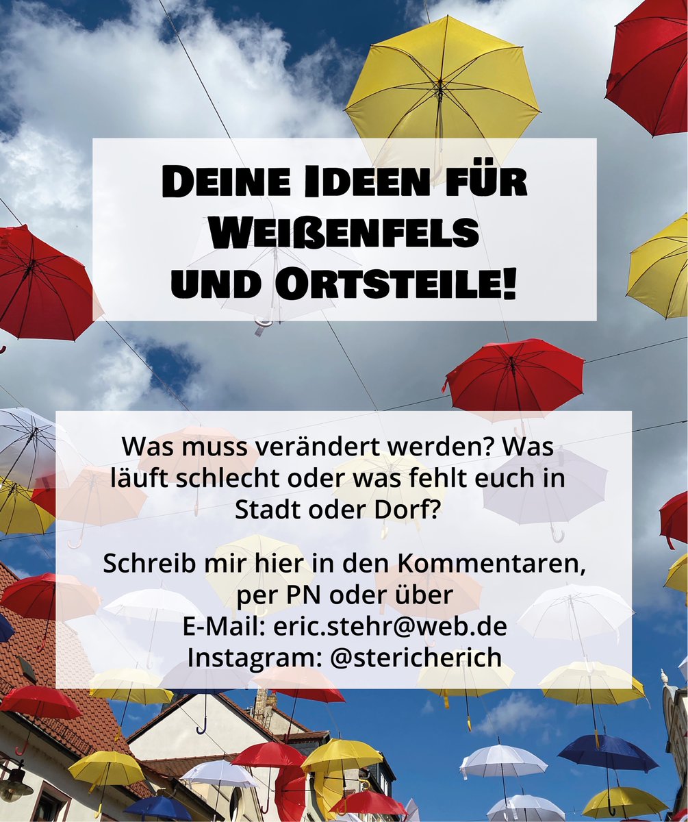 DiePARTEI_WSF's tweet photo. Wir suchen eure Ideen, Fragen und Probleme in Weißenfels+Ortsteile! 
Schreibt uns und sagt uns, wo wir mal nachhaken müssen! https://t.co/r5paCR4Dhh
