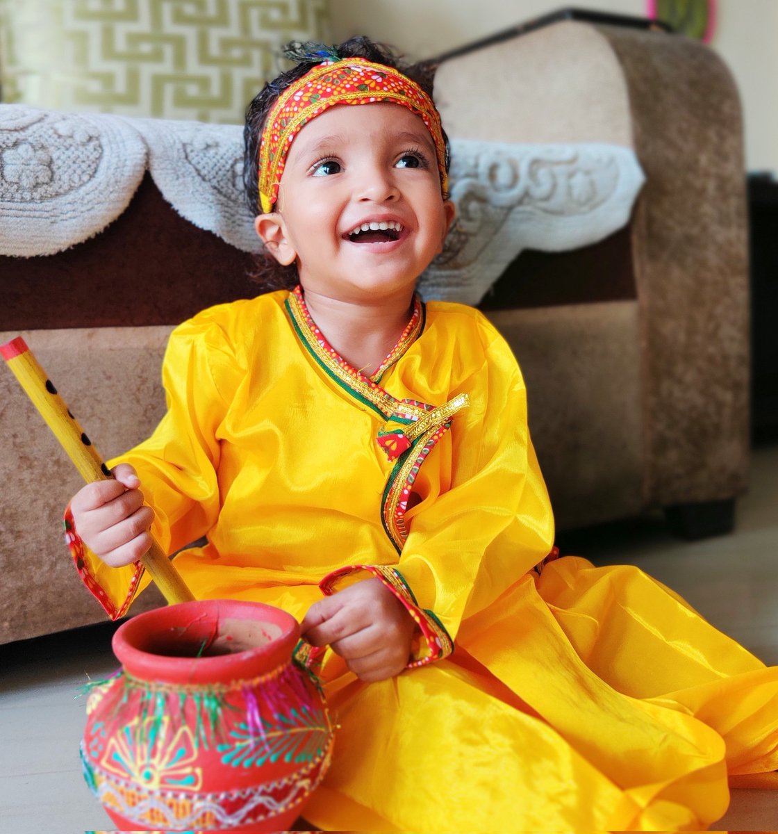 My son dresses up as #Krishna. God bless him. ❤️

#HappyJanmashtami #KrishnaJayanthi