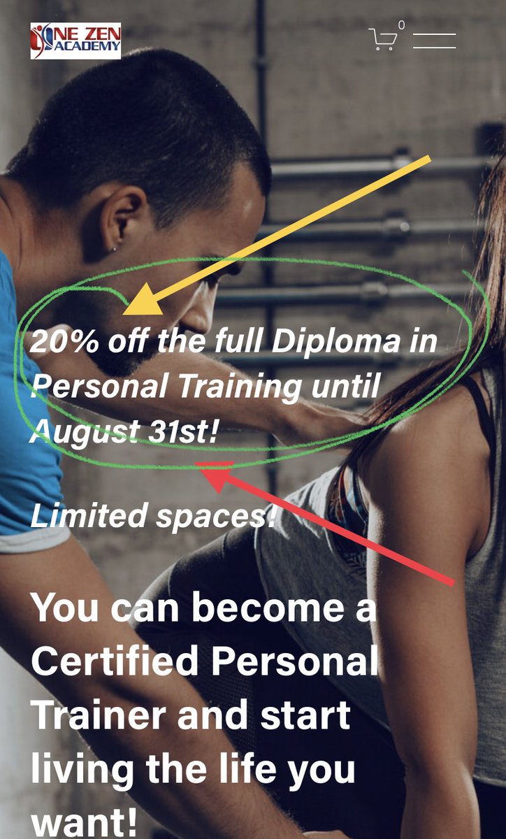 20% off the full Diploma in Personal Training! You can become a PT for just £1360 today! onezenacademy.com #personaltrainer #personaltrainingcourse #careerchange #Careers #miltonkeynes #miltonkeynesbusiness #JobSearch #barefootlifestyle #running