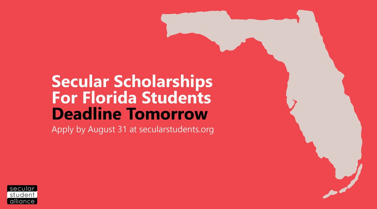 LAST DAY TO APPLY!

ACPC is sponsoring a $1,000 scholarship to support students pursuing excellence in their academic studies &amp; are also activists for secular values on their campus/community.

The application window closes 31 August 2021! Apply now!
polkatheists.org/scholarship