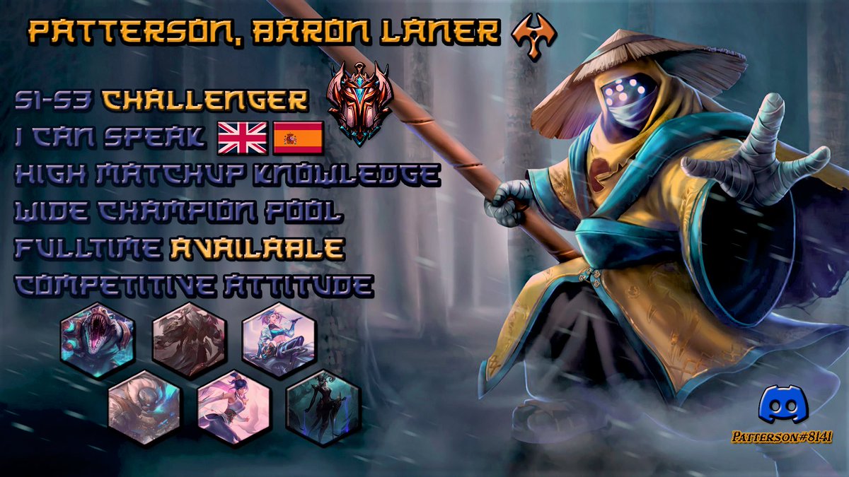 LFT Challenger Toplaner 

🇪🇸-Mi contrato con <a href="/emonkeyzclub/">eMonkeyz 🍌</a> ha terminado y me encuentro en busqueda de equipo de cara a las próximas competiciones 

🏴󠁧󠁢󠁥󠁮󠁧󠁿-My contract with <a href="/emonkeyzclub/">eMonkeyz 🍌</a> has ended and . I am looking for team for upcoming competitions

DMs open. 

RT &amp; FAVS APPRECIATED