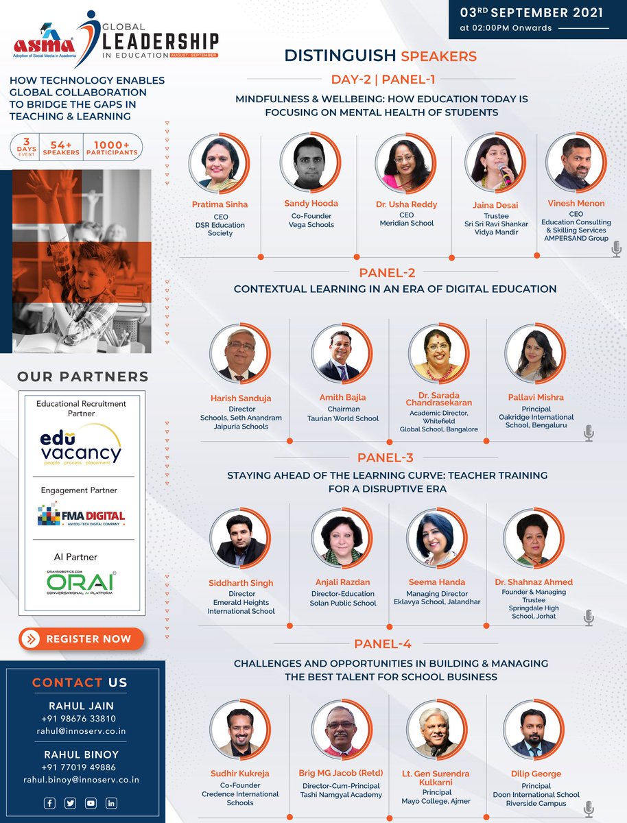 asmaacademia's tweet photo. Day 2 | #3rd-Sep-2021

[Register Now] ASMA Global Leadership in Education from 2nd - 4th Sept 2021.

✅Registration &amp; Joining Link: https://t.co/zDkgaErSMG
🗓Date: 02nd To 04th September 2021
⏰Time: 2:00 PM Onwards 

#ASMAwebinar #GlobalLeadershipEducation #SchoolEducation https://t.co/dM4XZL7lsD