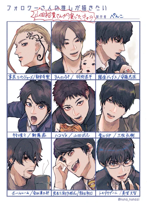 🐉フォロワーさんの推しが描きたい

リクエストありがとうございました!
山田裕貴さんの生きた役、それぞれ本当に魅力的で作品を見返したくなった… 