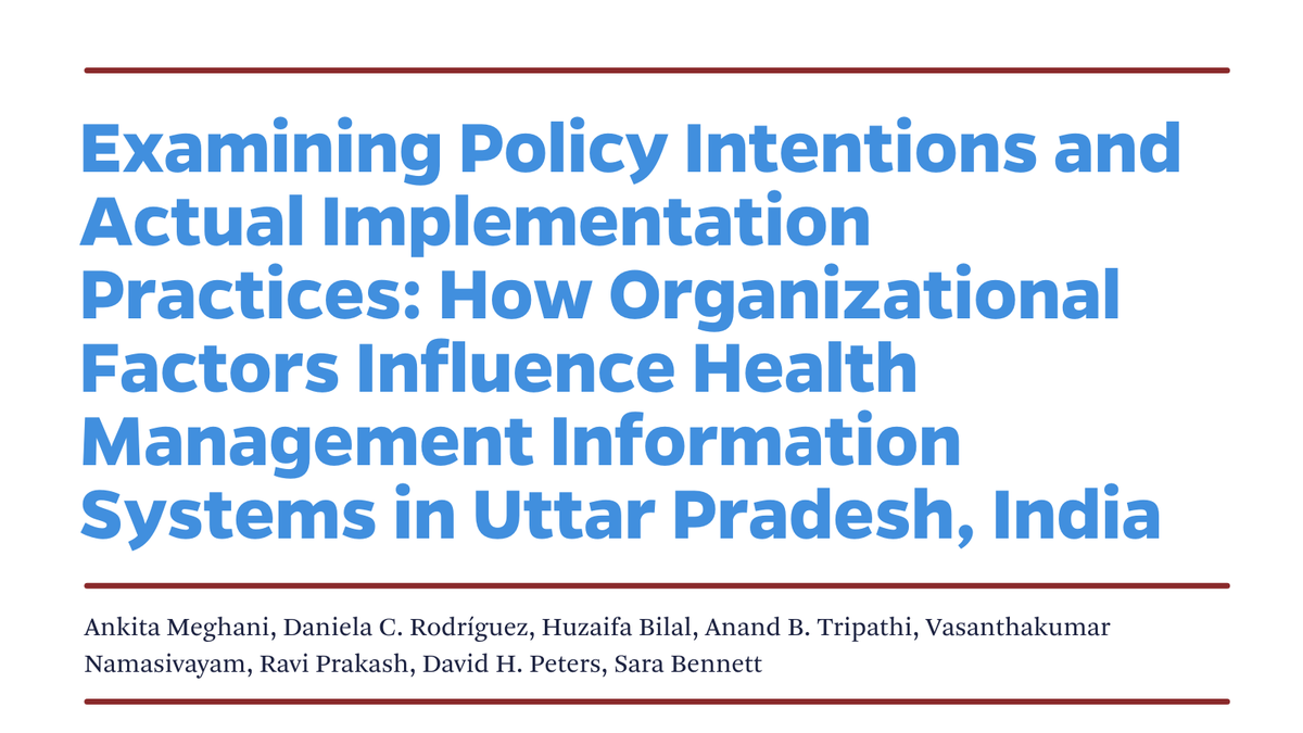 HopkinsIHHS's tweet photo. A recent paper led by recent #HealthSystems grad @ankimeg along with colleagues from @JohnsHopkinsIH, India Health Action Trust, &amp; @umanitoba, investigates the implementation of a recent health management information system policy reform in UP, India.
https://t.co/GfK6qb14SS https://t.co/Tnck1TbGxU
