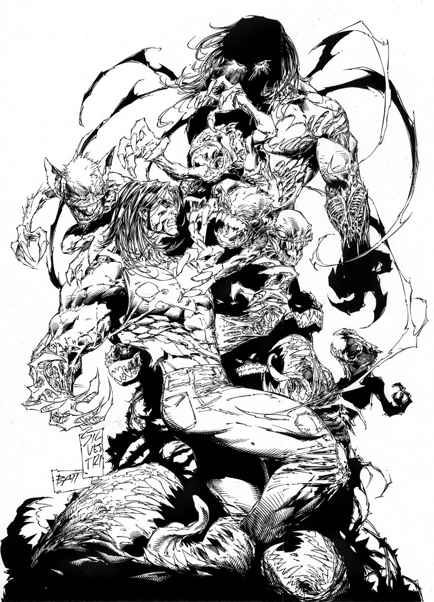 BATTinks's tweet image. LES ARCHIVES DE BATT #THEDARKNESS #38 Cvr
Pen:M.Silvestri Inks:@BATTinks Here's a classic Top Cow match-up of Jackie VS. #Cyberforce favorite #Ripclaw to kick off the week!☀️😁#comic #comicbooks #superheroes #art #artist #ink #inker #illustration #cover #batt #mattbanning