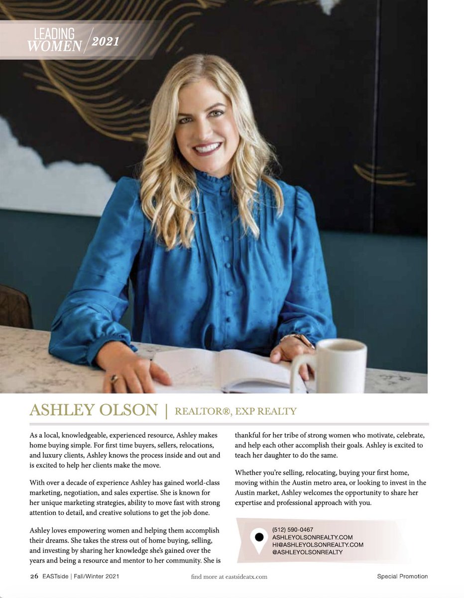 ashleylynnolson's tweet photo. Honored to be included among these other powerhouse women in the @Eastsideatxmag on Inspirational Women issue... https://t.co/We8vQyGHzT