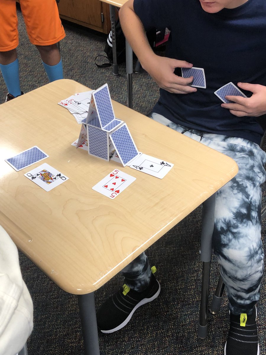 schagnonHDHS's tweet photo. Chagnon Freshman Advisory Challenge! #hdhspride #cardhousestackchallenge https://t.co/3vh270WmF0