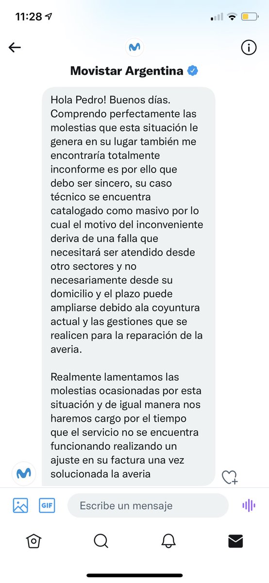 Después de 11 días son sinceros… y el plazo puede ampliarse ósea que otra semana sin internet…. Ya estoy buscando otro proveedor. Pero no quería dejar de compartir para que nadie se clave con <a href="/MovistarArg/">Movistar Argentina</a> y su servicio lamentablemente